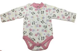 Боди с длинным рукавом на кнопках швы наружу с антицарапками из футера (100% хлопок с начесом) на рост 56 см