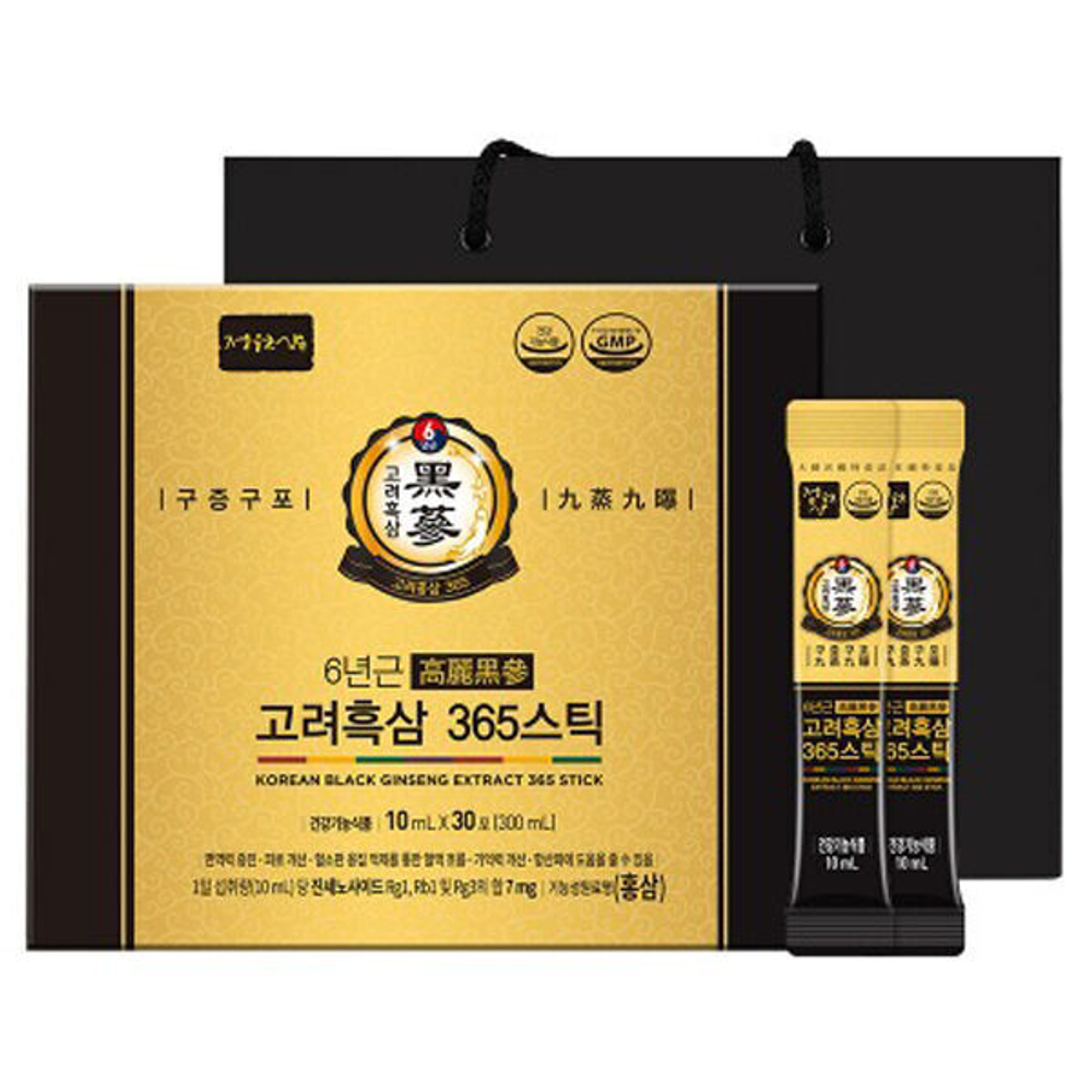 (Набор) Экстракт 6-летнего черного женьшеня Jungwonsam 6 Years Old Korean Black Ginseng Extract 365 Stick, 10мл*30шт