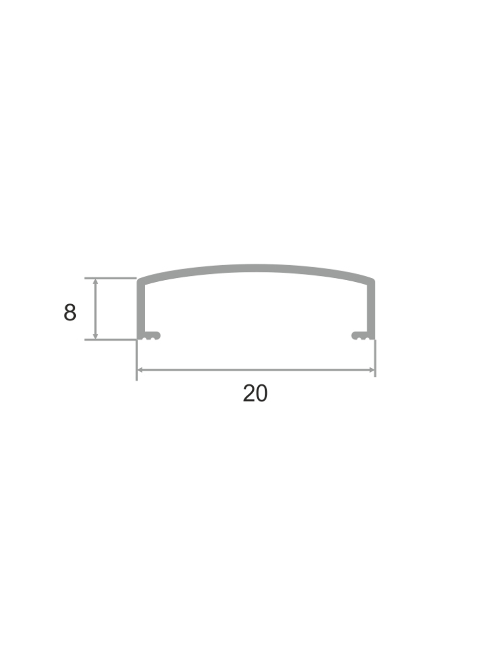 Фриз овальный 20*8мм "DO-1" 2,7м Серебро мат. П-обр. д/плитки анод. алюм.