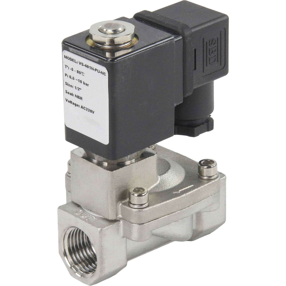 Two way normally closed indirect acting electric solenoid valve Elephant VS2W-401N-PU-NC G NBR 110/220V, body material - stainless steel AISI 304, seal - NBR