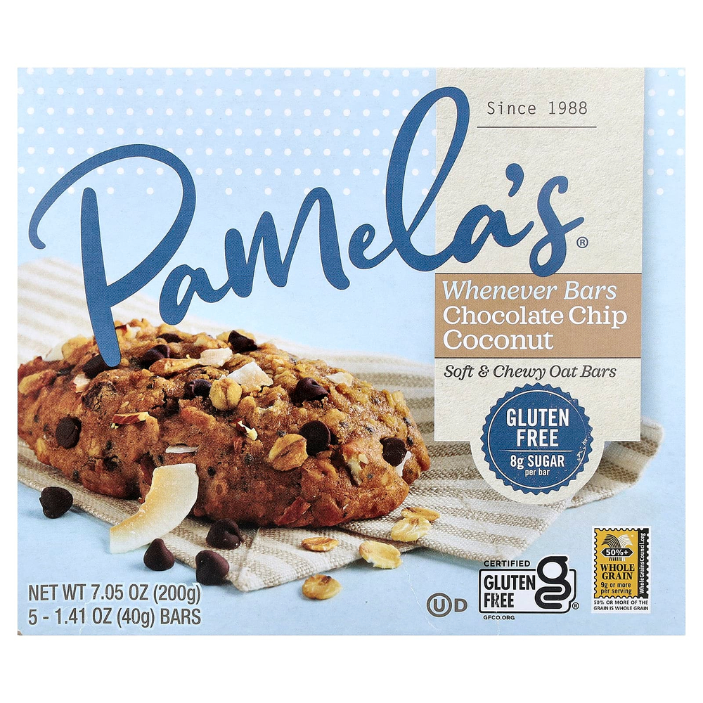 Pamela's Products, Когда-либо батончики, батончики с шоколадной крошкой и кокосом, 5 батончиков по 40 г (1,41 унции)