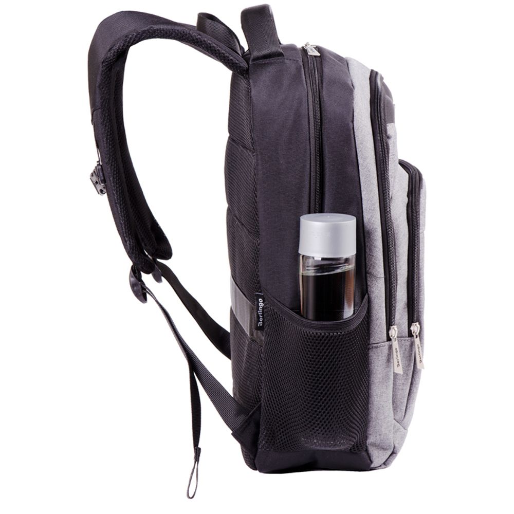 Рюкзак Berlingo City "Strict grey" 42*29*17см, 2 отделения, 3 кармана, отделение для ноутбука, USB разъем, эргономическая спинка