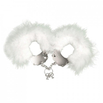 Металлические наручники с белыми перьями Adrien Lastic