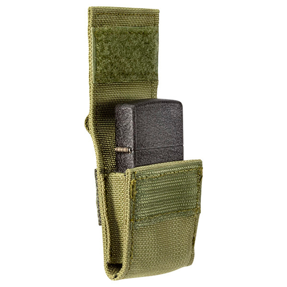 Набор Zippo в подарочной коробке (чёрная зажигалка Black Crackle и зеленый нейлоновый чехол)