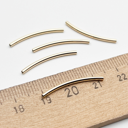 Бусина Трубочка изогнутая, цвет золото, размер 25 мм, толщина 1,5 мм, цена за 1 шт