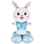 Шар Фольгированный Заяц жилетка голубая (Голубой)