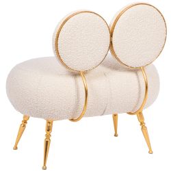 Банкетка Французик Золото Букле Белый