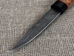 Якутский нож "Шейник", Дамасская сталь, рукоять мореная карельская берёза