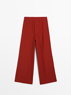 Massimo Dutti Брюки прямого кроя с двойными защипами, красный