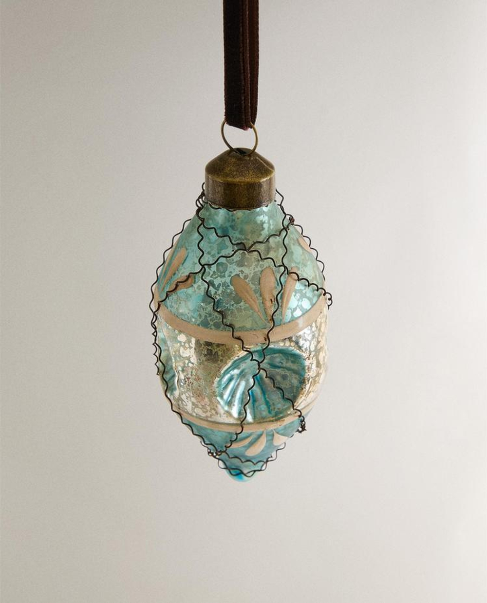 ZARA HOME ЕЛОЧНОЕ УКРАШЕНИЕ В ФОРМЕ ШАРА В СТИЛЕ РЕТРО, СИНИЙ