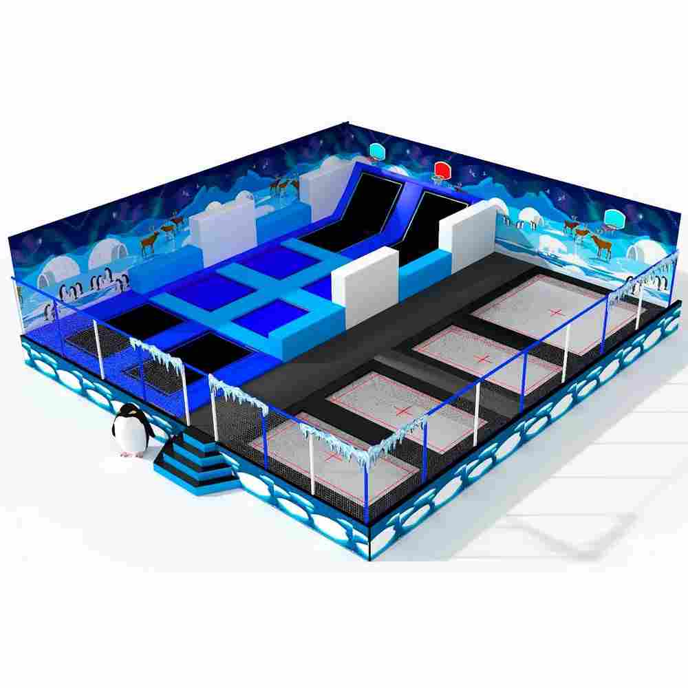 Батутная арена «Арктика» 14,5×14 м, 12 батутов, с гимнастической рампой