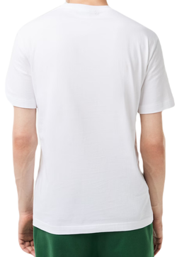 Мужская теннисная футболка Lacoste Cotton Jersey Signature Print T-Shirt - white