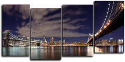 Модульная картина "Ночной Бруклинский мост "