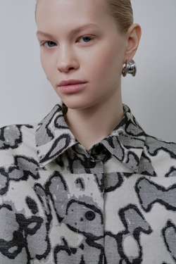 Бомбер из жаккарда Стелла Маккартни черный/серый