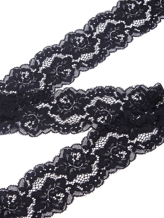 02-42 Кружево узкое эластичное 5,5 см, черный 170