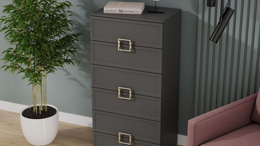 Комод для одежды с ящиками Белый холст/Белый Жемчуг 6 ящика 60х43х121 см