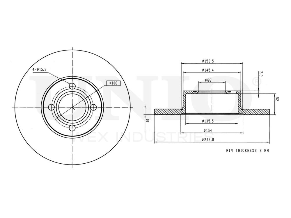 Диск тормозной задний UNIO BRD-20187