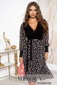 Платье 3108-черный-цветок Minova
