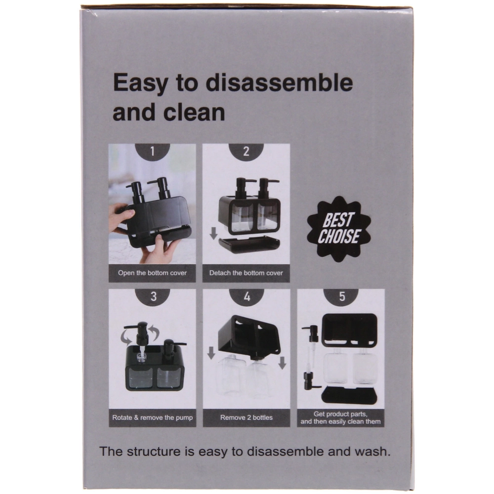 Дозатор для моющих средств 2х350мл 17х19х16 черный 8875