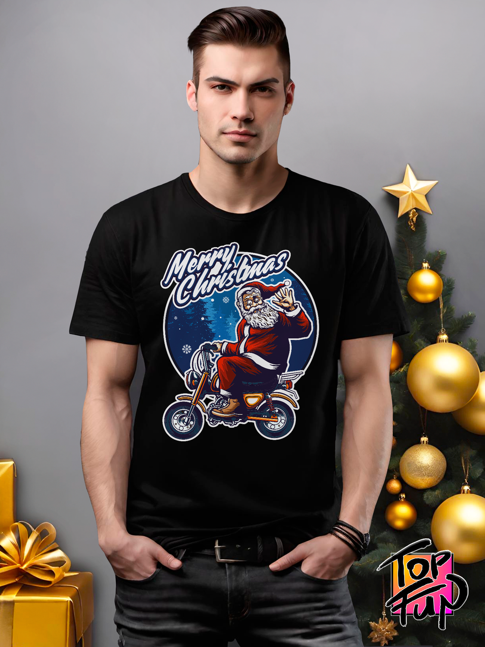 Футболка Santa на мопеде