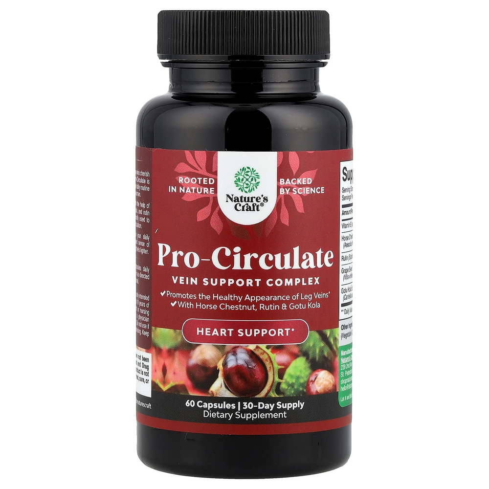 Nature's Craft, Pro-Circulate, комплекс для поддержки вен, 60 капсул