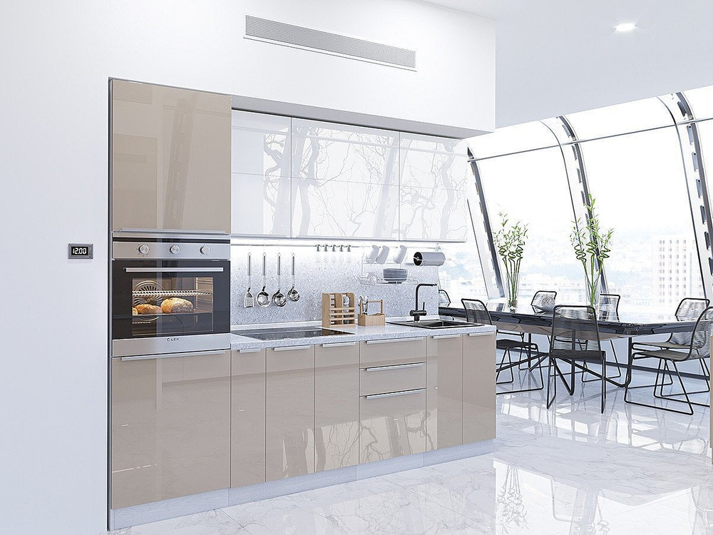 Прямая модульная кухня Фьюжн-03 Gallant/Angel - Белый 2140*2600*600