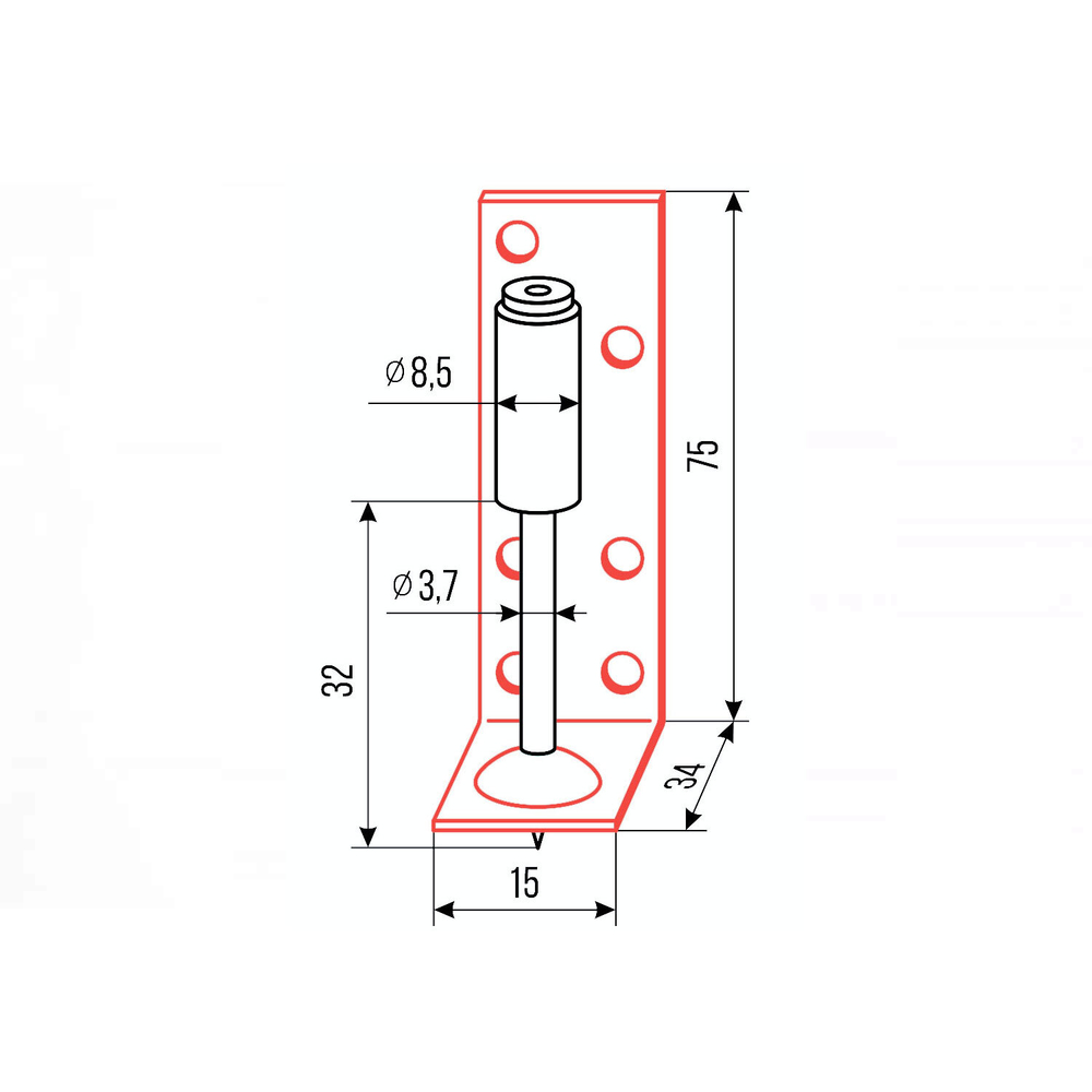 Гвозди монтажные пироксилиновые PA32-L2 (гвоздь-подвес длинный, красный, 50 шт/уп) FEDAST