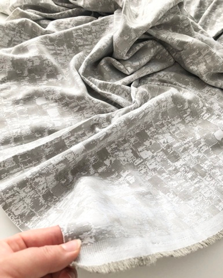 Портьерная ткань винтажный хлопковый жаккард Felicia col. 121 серый (высота 280 см, Индия)