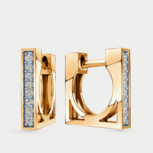 Серьги женские с фианитами из розового золота 585 пробы (арт. 08-217506)