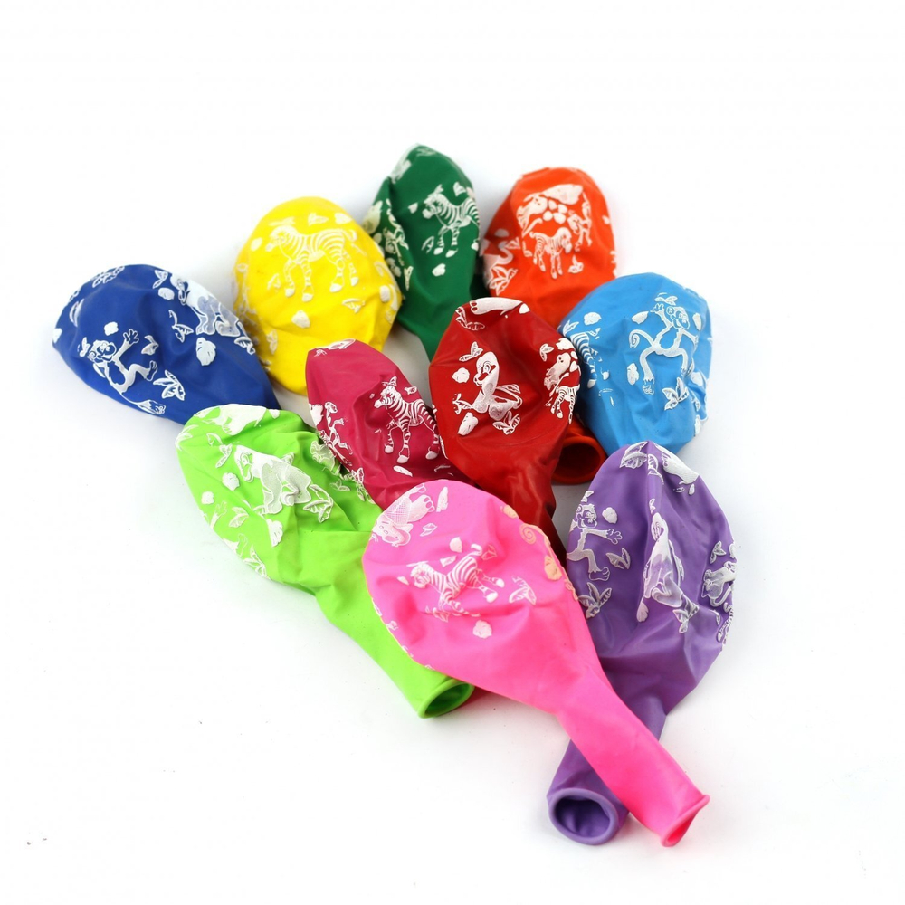 Шар воздушный детский Alingar , №12, "Zoo", ассорти (рисунок африканские звери), 100шт/уп, пакет с европодвесом