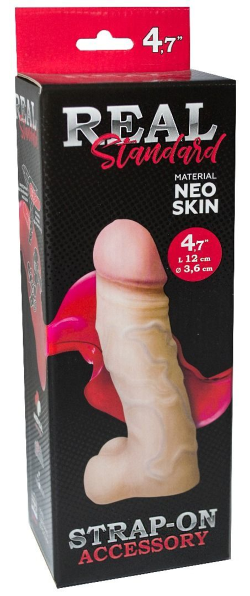 Реалистичная насадка с мошонкой REAL Standard - 15,5 см.