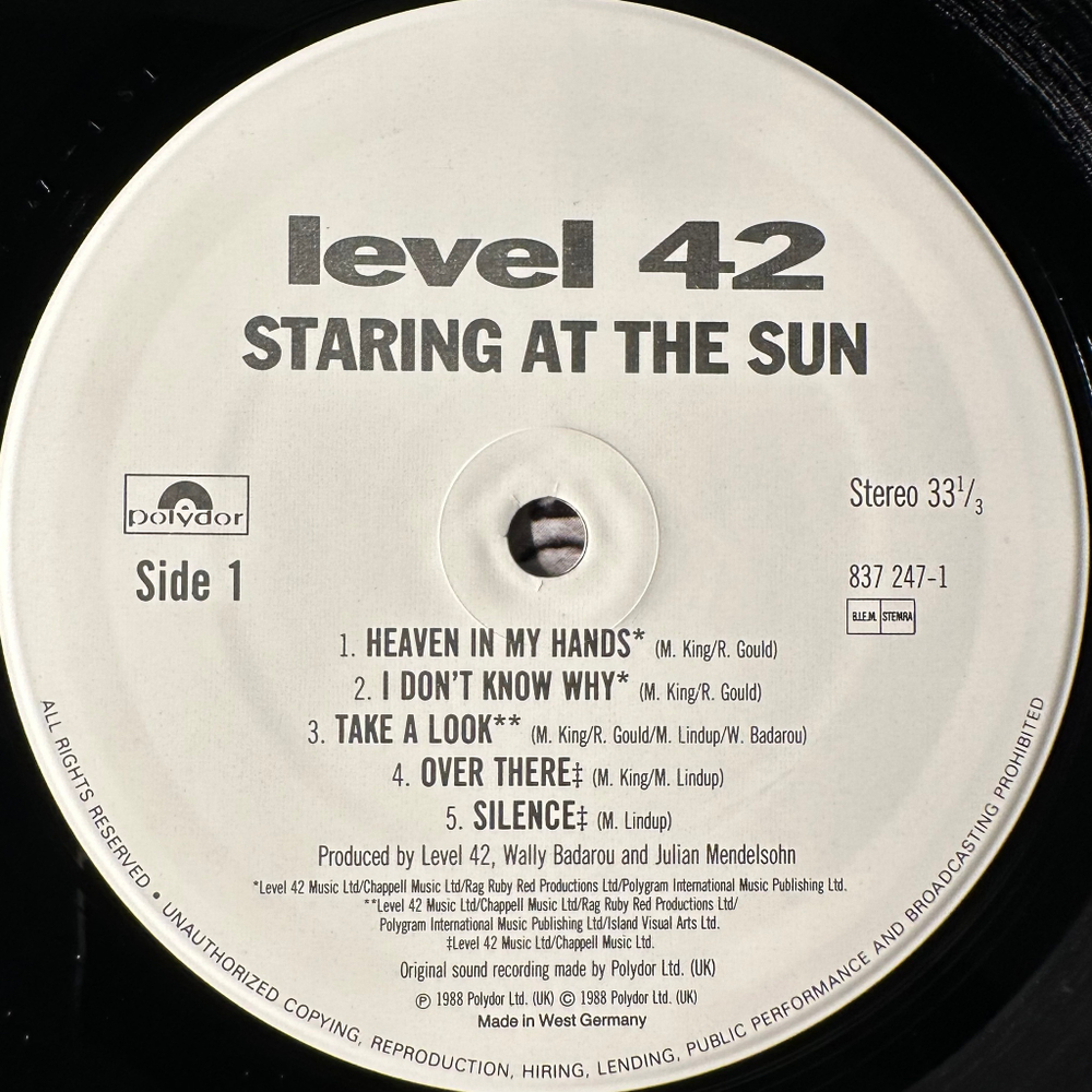 Level 42- Staring At The Sun (Германия 1988г.)