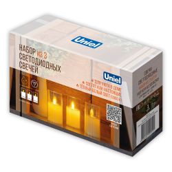 ULD-F064 WW CANDLE SET3 Фигура светодиодная Свеча на батарейках LR44 в-к. в составе набора из 3 штук. 1 светодиод. Теплый белый свет. TM Uniel