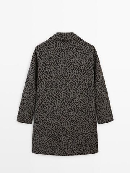 Massimo Dutti Пальто с принтом, серый