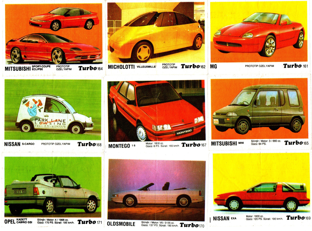 Вкладыши от жвачки Turbo Black - Турбо черные 58 штук без повторов. Серия 121 - 190.
