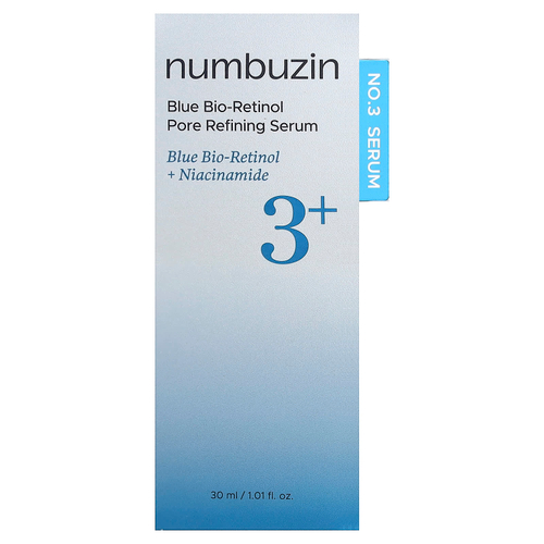 Numbuzin, No.3 Blue Bio-Retinol, сыворотка для очищения пор, 30 мл (1,01 жидк. унции)