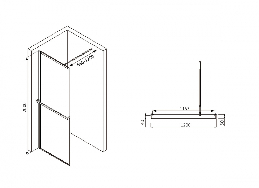 Душевая перегородка ABBER Immer Offen AG60120B
