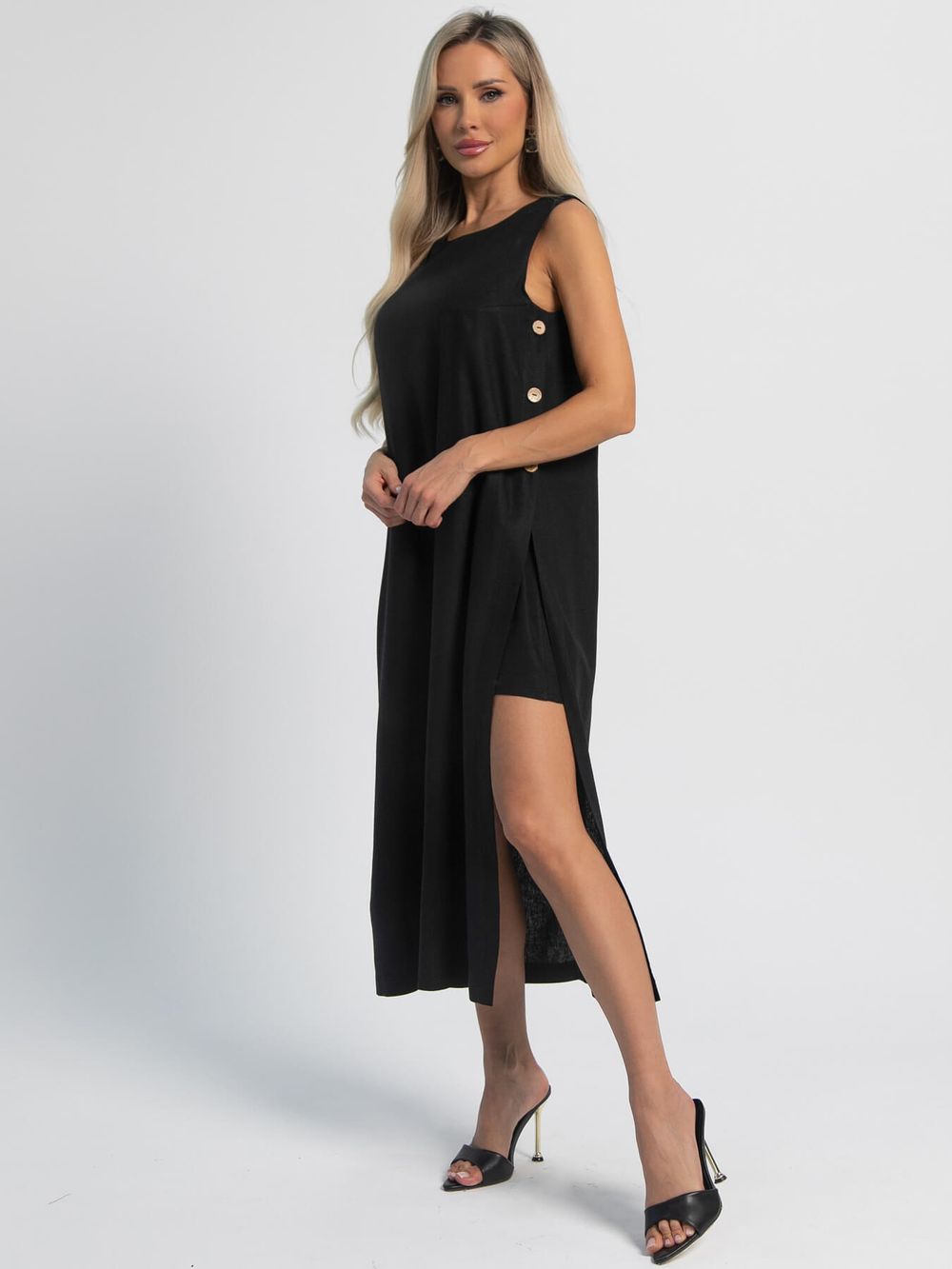 Платье льняное Тропик (черное) П16123-1М LT Collection