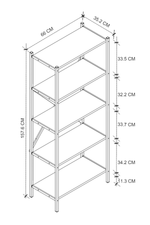 Стеллаж 5 полок 158х66 - сосна