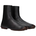 Burberry Phoenix Leather Sock Ankle Boots Black Ebony Brown