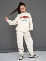 Костюм для девочки, свитшот и брюки, бежевый