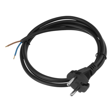 Шнур сетевой Energy Series, ПВС, 1,5 м, 2 x 1 мм, с неразборной вилкой, черный, Denzel