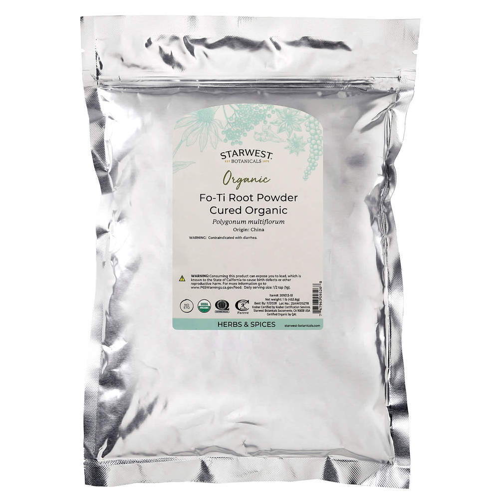 Starwest Botanicals, органический порошок высушенного корня горца многоцветкового, 453,6 г (1 фунт)