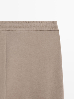 Massimo Dutti Спортивные брюки-джоггеры из смесовой хлопковой ткани, хаки