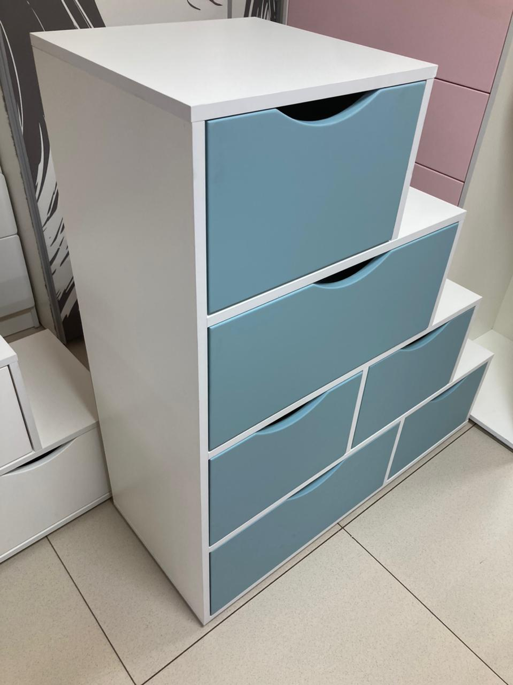 Комод Лесенка МДФ белый/ниагара