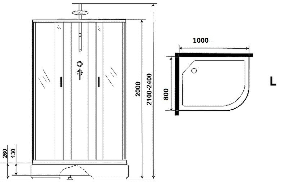 Душевая кабина Niagara Classic 100х80 L NG-33084-14LBKTG с гидромассажем