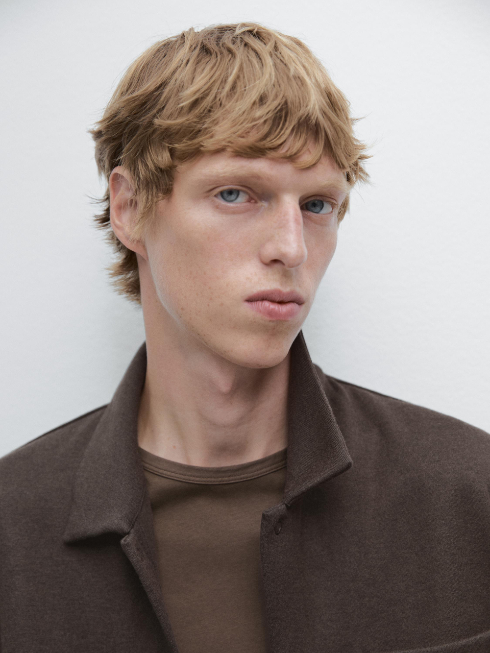 Massimo Dutti Куртка-рубашка с кнопками и карманом, коричневый