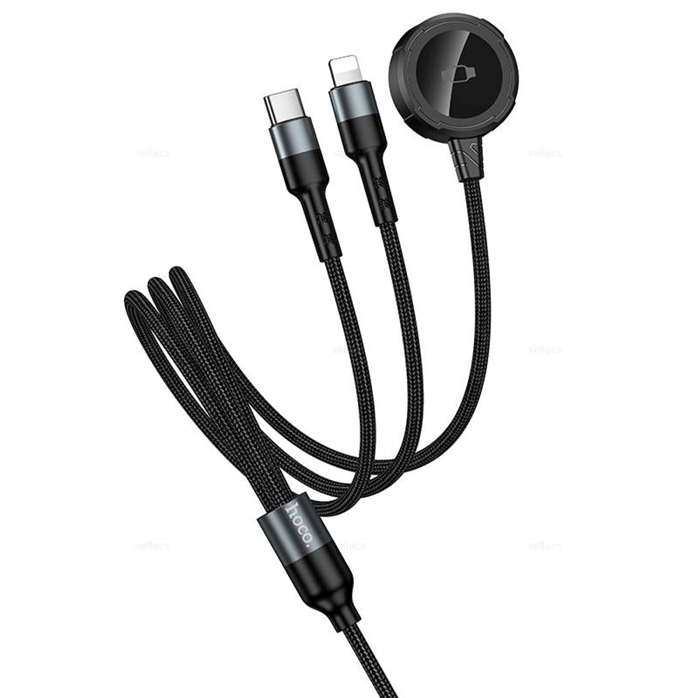 Зарядный кабель 3в1 (iWatch+Type-C+iP) Hoco CW64 (black)