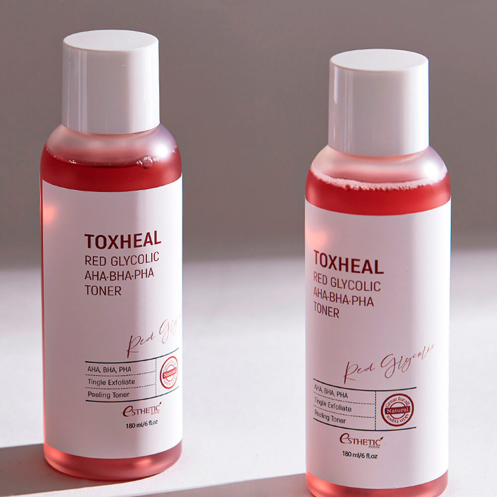 Тоник-пилинг с гликолевой кислотой Esthetic House Toxheal Red Glycolic AHA-BHA-PHA Toner