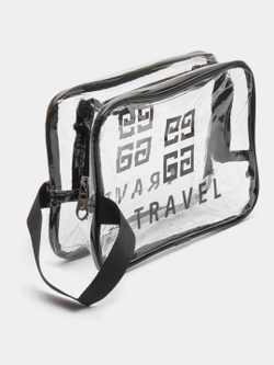 Косметичка водонепроницаемая ПВХ на молнии сумочка с ручкой TRAVEL, прозрачная 21*8*14см